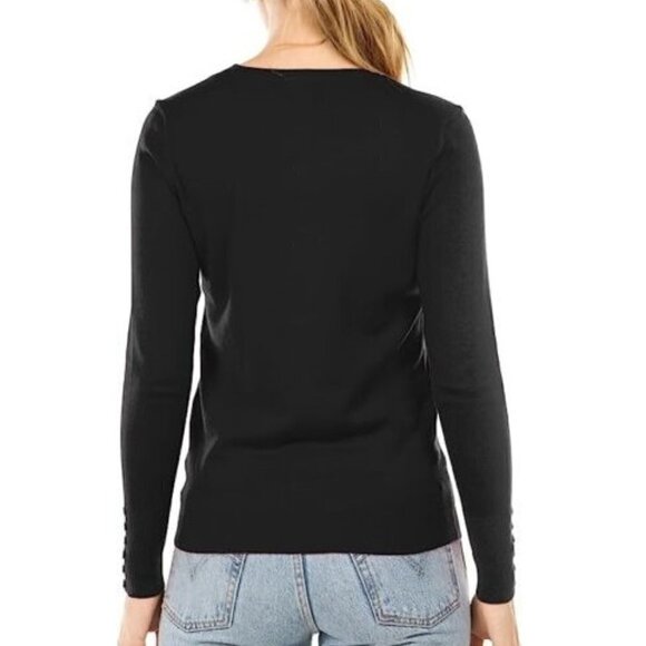 Cielo Viscose Long Sleeve V-Neck Cardigan W/ Decorative Buttons Black Womens 2XL - Picture 3 of 9